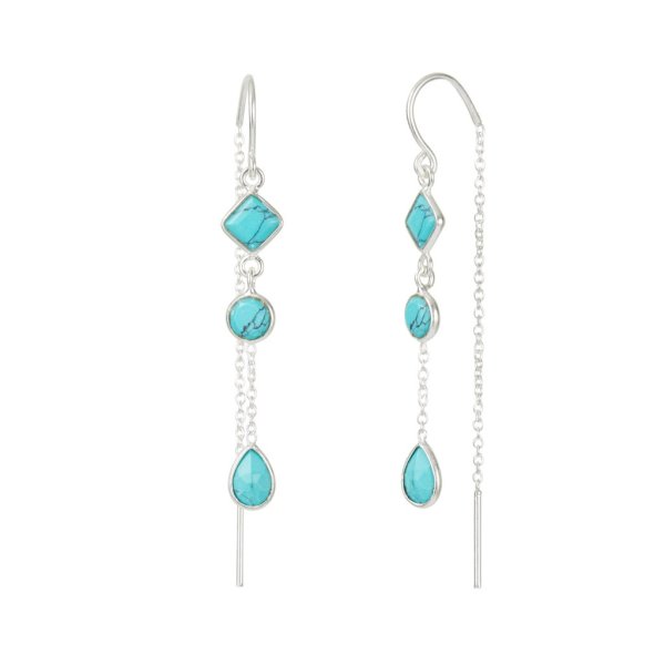 Turquoise threader earrings deals