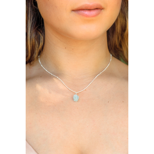 Raw sales aquamarine necklace