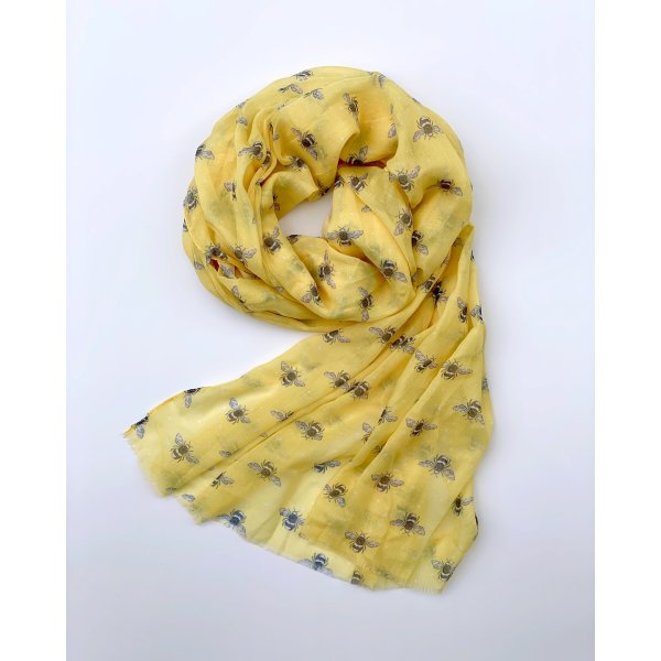 Yellow Bumble Bee Print Scarf