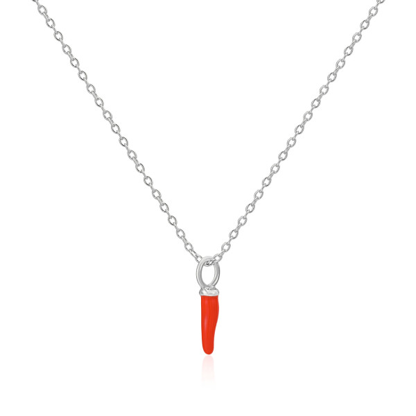 Silver Red Chilli Cornicello Necklace hardtofind
