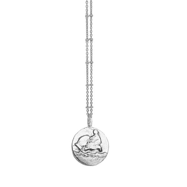 Zodiac Aquarius Pendant Necklace Silver