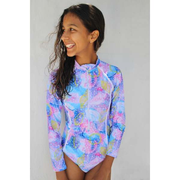 Teenage Tween Girl Long Sleeve Swimsuit Shelly Beach hardtofind