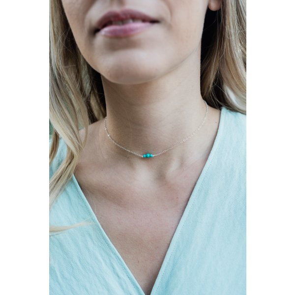 Turquoise stone choker necklace top