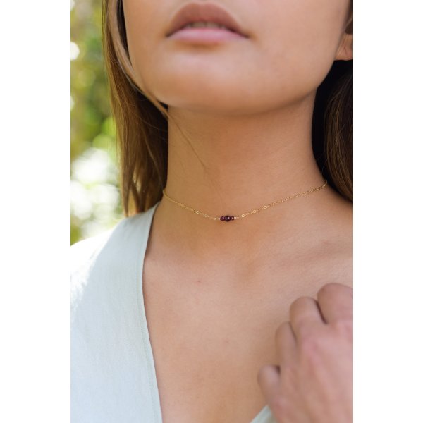 Dainty Garnet Gemstone Choker Necklace