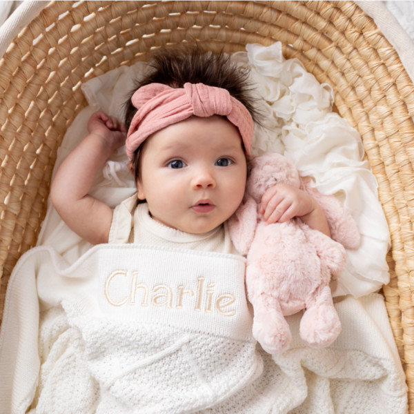 Personalised cotton store baby blanket
