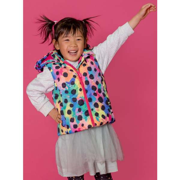 Polka dot puffer vest sales