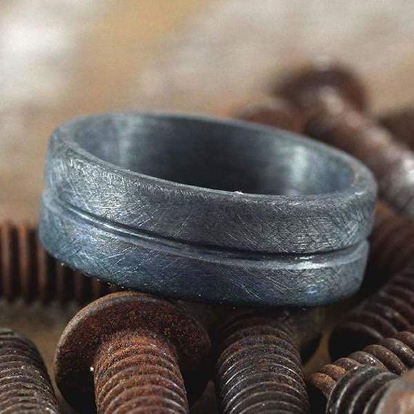 Black sterling store silver mens ring