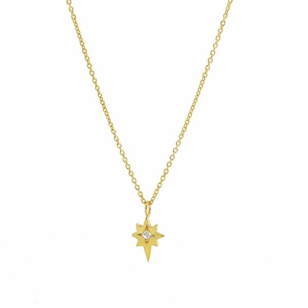 North Star Necklace with White Sapphire Gold hardtofind