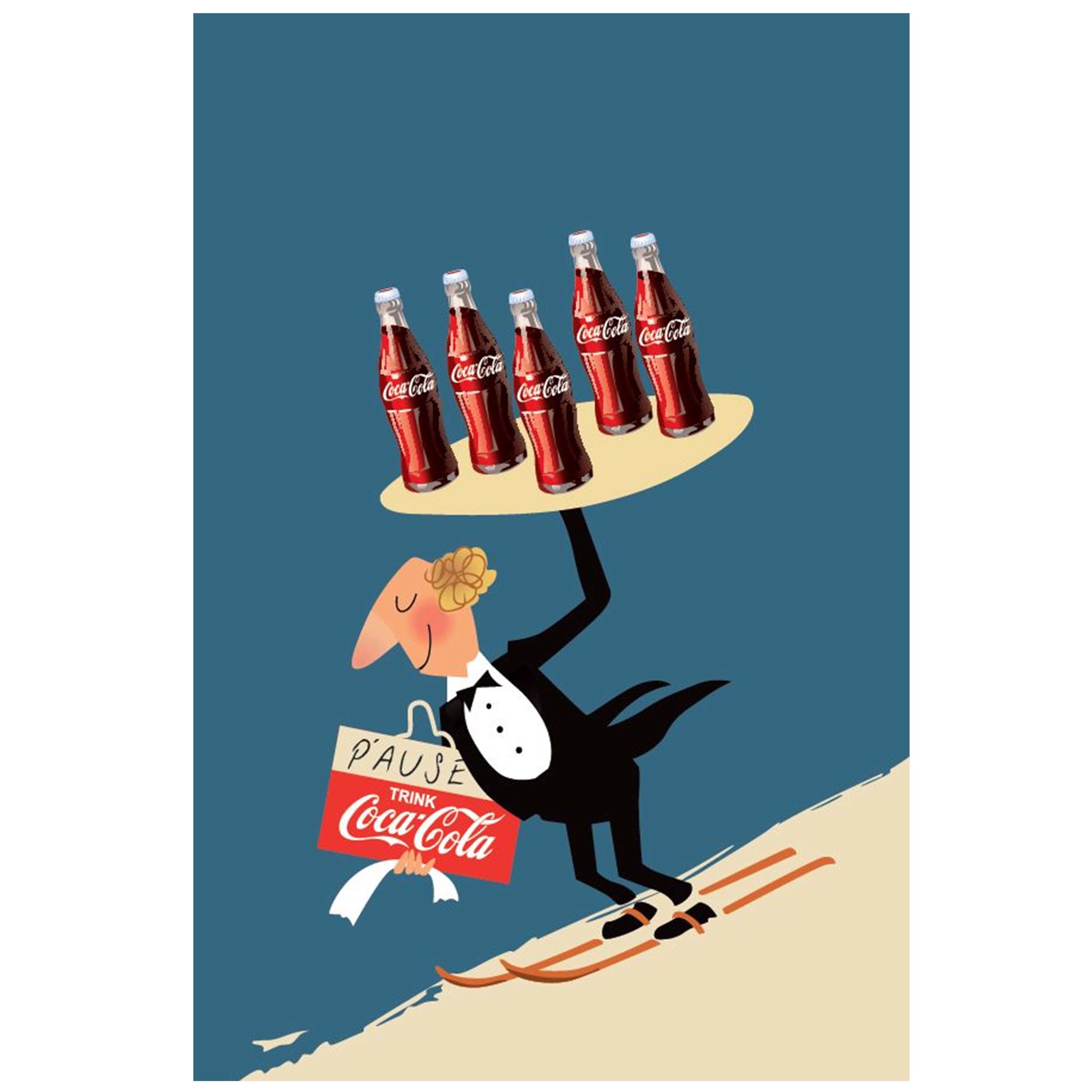 Coca Cola Ski Waiter Vintage Poster Hardtofind
