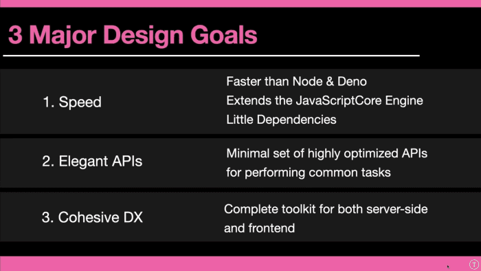 3 Major Design Goals Of Bun