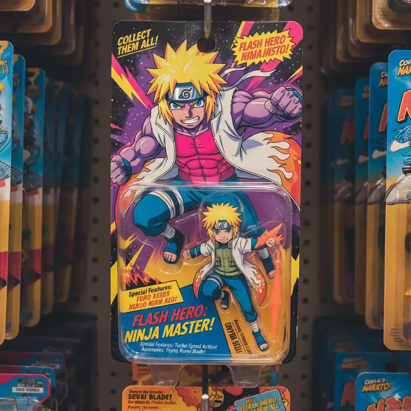 Convert this photo into a 1980s action figure complete with...