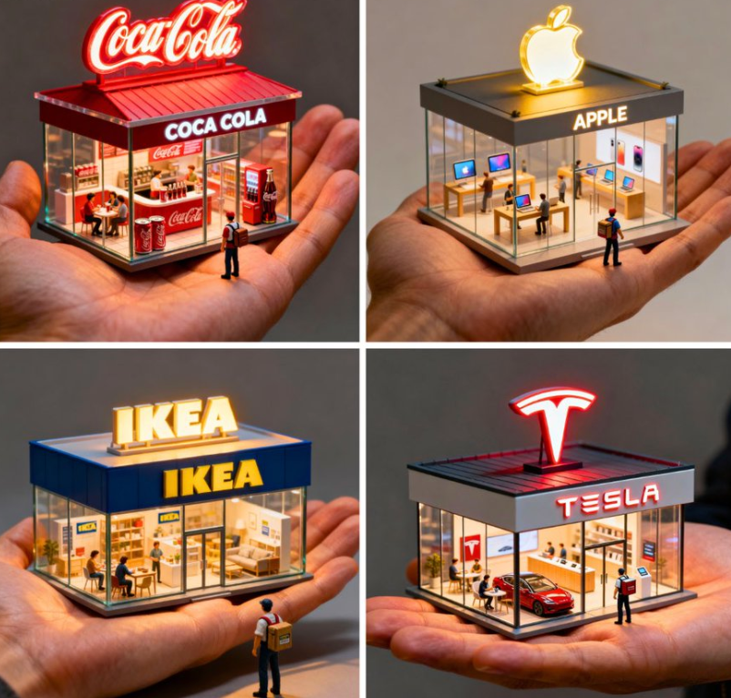 Prompt:An ultra-realistic miniature [BRAND] showroom...