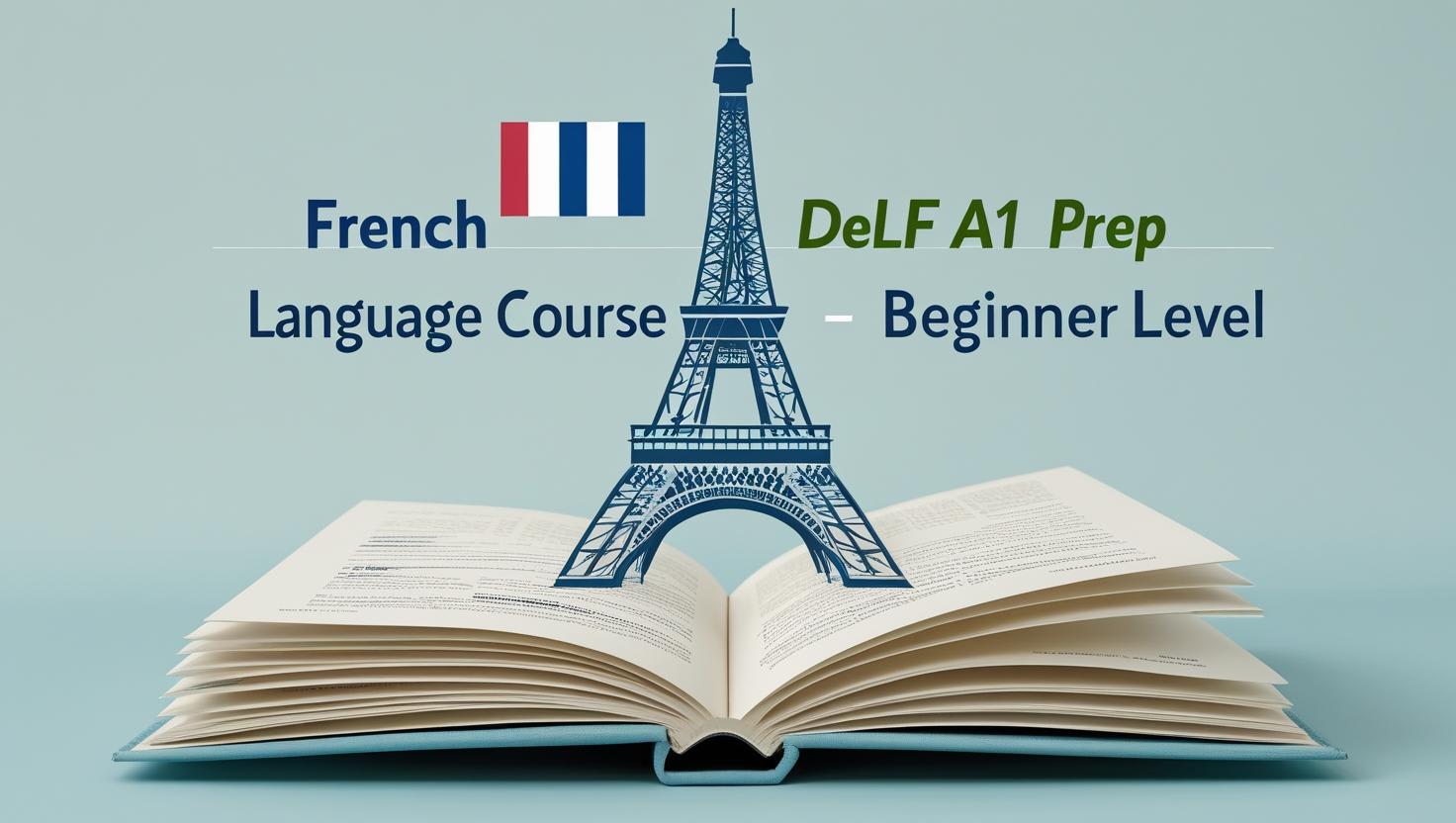create-a-featured-image-for-French-Language-Course-for-Adults-–-DELF-A1-Certification-Prep-Beginner-Level-course.-have-text-n-keep-it-simple