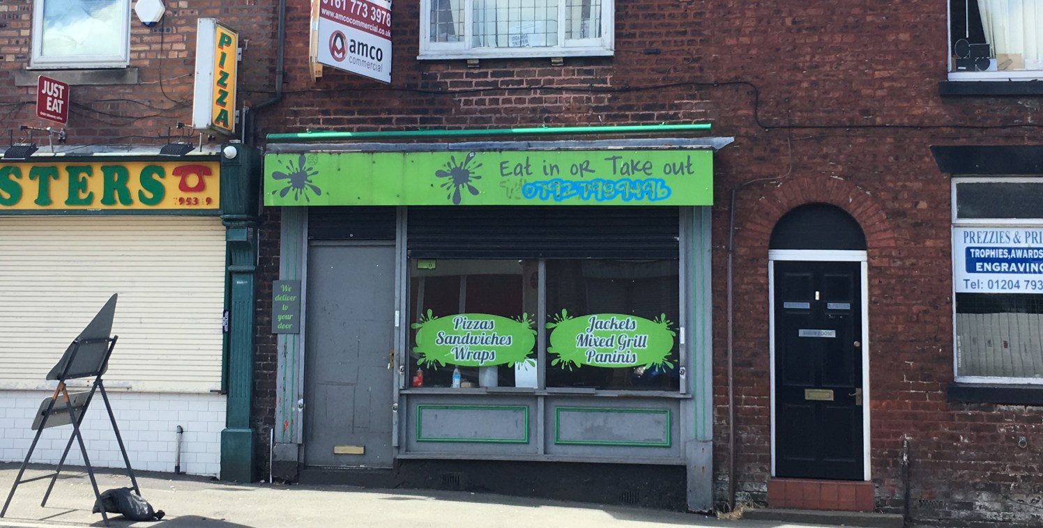 Single lock-up shop unit on main road close to the town centre pedestrian precinct in Farnworth, a prominent main road location. Nearby occupiers include travel agent - Thomas Cook, betting shops - BetFred and William Hills, as well as local retailer...