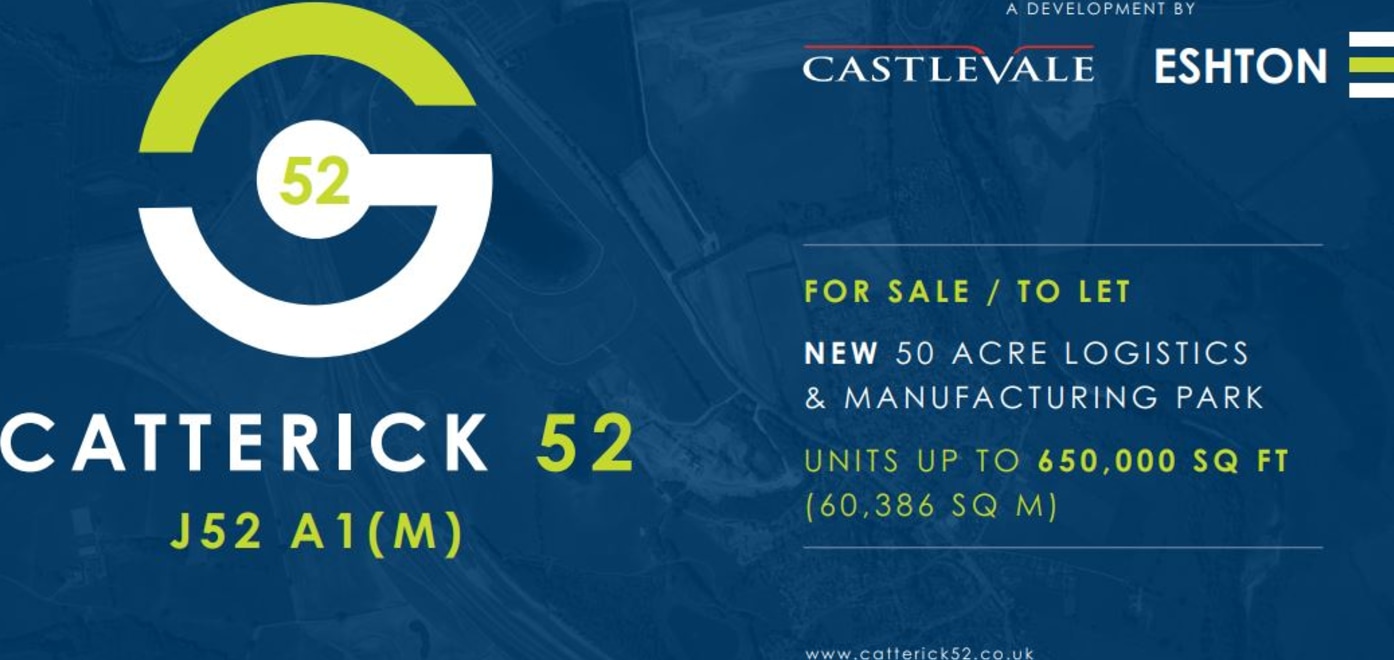 New 50 acre logistics & manufacturing park strategically positioned to the west of junction 52 of the A1(M). Catterick 52 is capable of accommodating large footprint buildings over 600,000 sq ft with direct motorway access