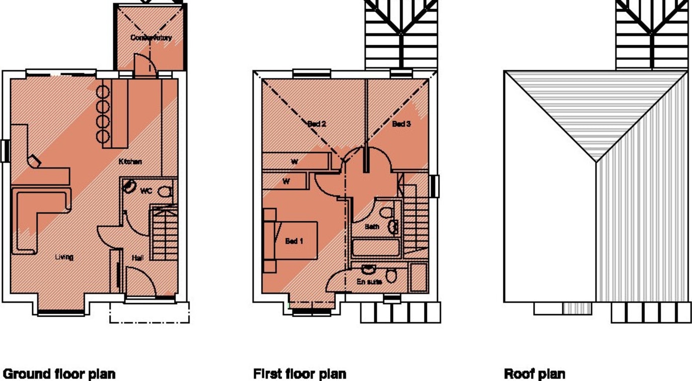 Planning consent for 5 x 3 bedroom detached houses 

 (GIA 1,076 sq ft each).

2 Parking spaces per house.

Site Area 0.407 acres.