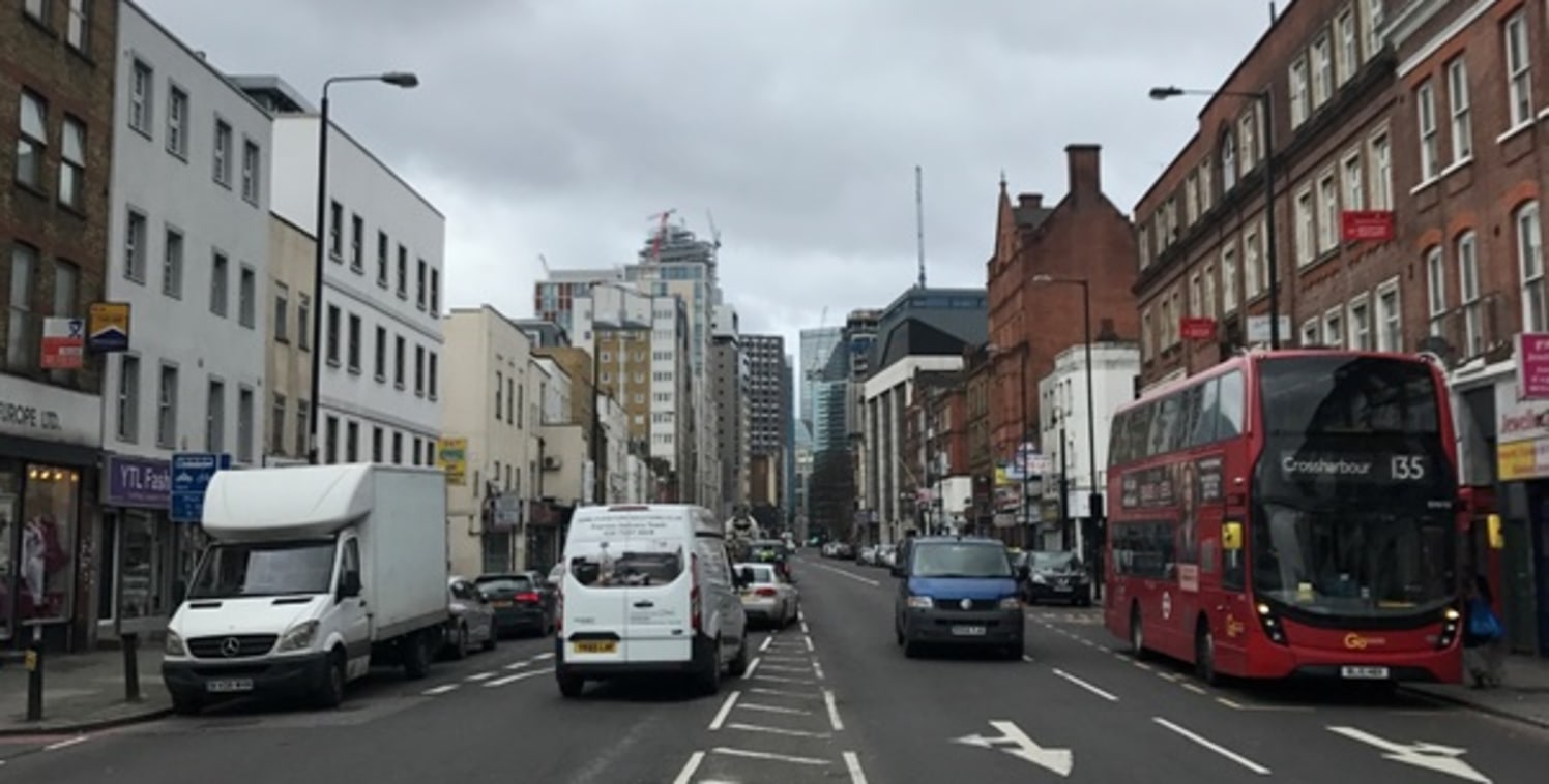 A ground floor shop with a large basement. The kitchen and WC facilities are situated in the basement. 

The building is located on the south side of Commercial Road about half a mile east of the City of London. 

Aldgate East London Underground stat...