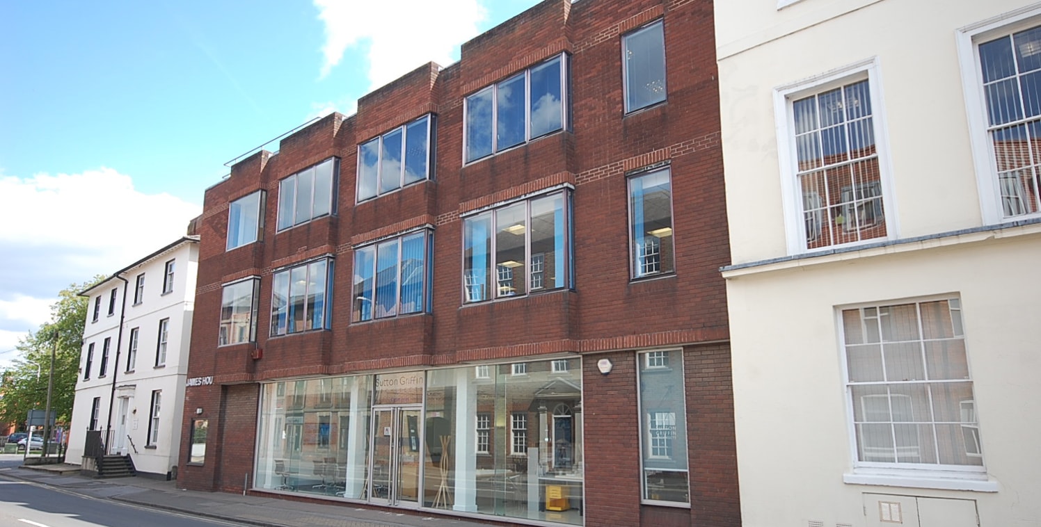 2,115 sq ft\n\nGround Floor Office Suite / Showroom\n\nJames House is a purpose built office, which provides accommodation on 3 floors. The ground floor suites is predominantly open plan but has been fitted with a private boardroom, additional meetin...