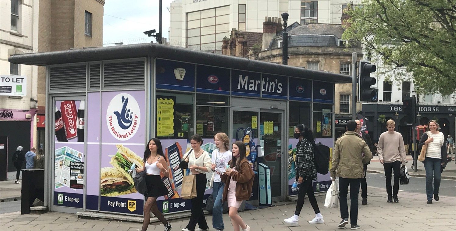 Ground Floor Area: 38 Sq M (301 Sq Ft)

*Subject to Vacant Possession*

This mid-pavement kiosk is immediately outside Snappy Snaps, Costa Coffee and Primark and close to Poundland, Tesco's Metro and M&S.