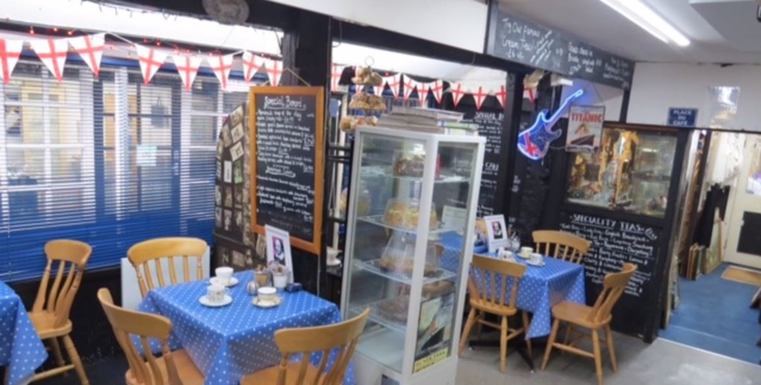 A ground floor caf&eacute; premises with 32 covers. Included in the premises are all fixtures and fittings such as coffee machines, tables, chairs and kitchen equipment. 

The caf&eacute; sits within a complex of antiques centres and boutique retail...