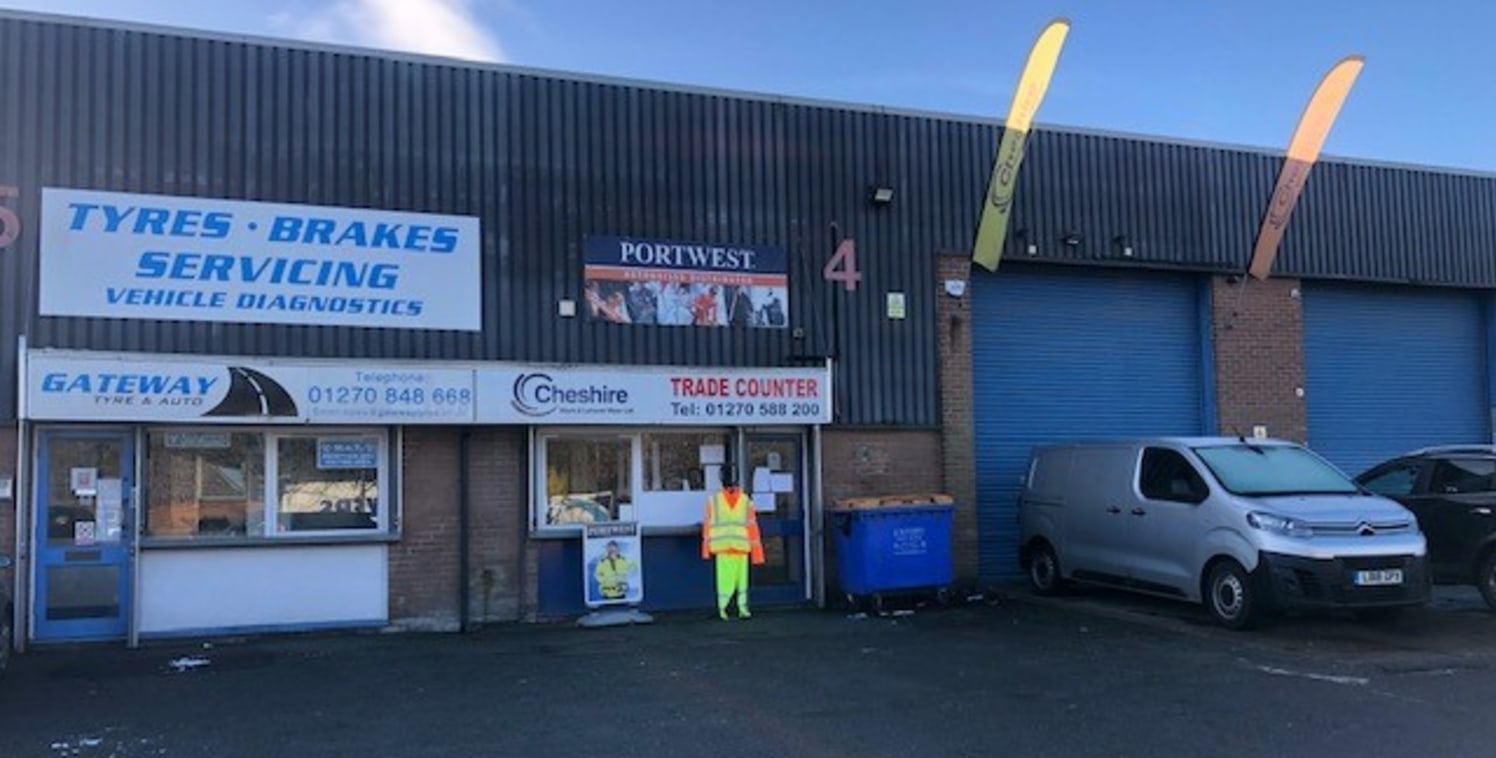 Unit 4 is a mid-terrace prominently located at the heart of the Crewe Gates Industrial estate and its main access road off Gateway. 

Roller shutter door access (4m wide x 4m high)