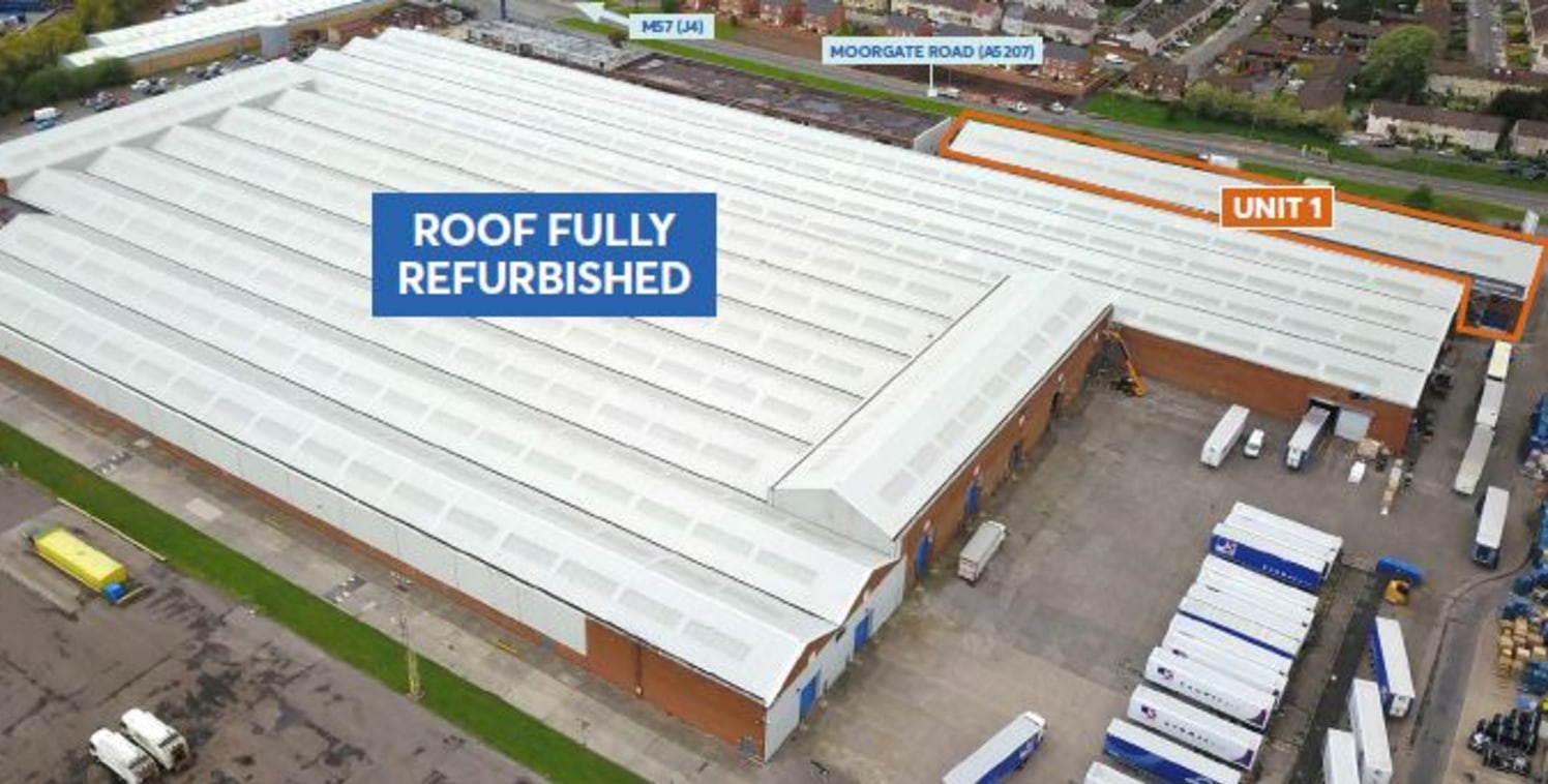 Gross Internal Area of 27,900 sq.ft. 8.2 metre eaves and 7.6 metre clear working height. 2 level access loading doors. Ground floor office accommodation. Fluorescent strip lighting and gas heating. Frontage on to the A5207. Extensive additional offic...