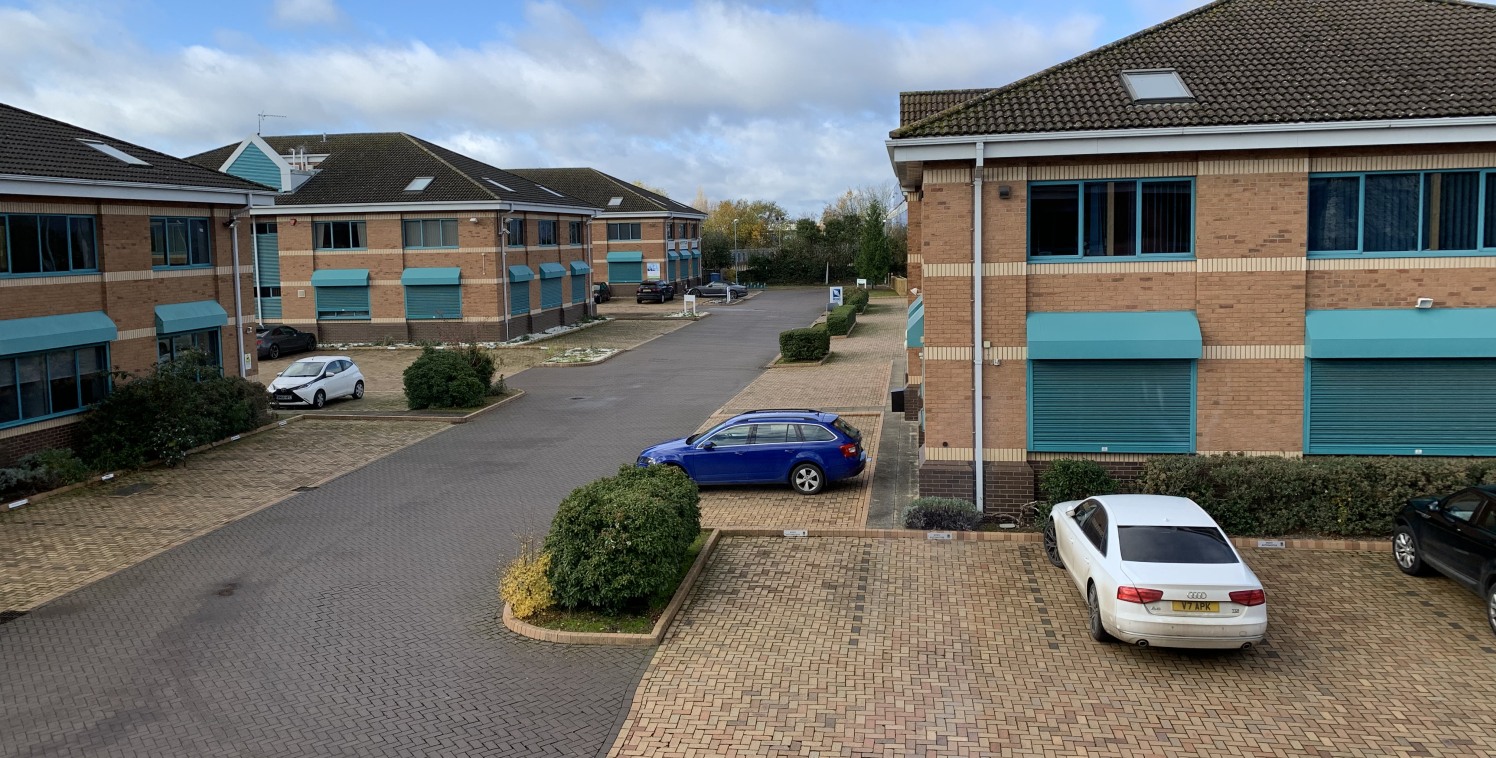 High quality first floor modern office suite, principally open plan, with on site car parking.