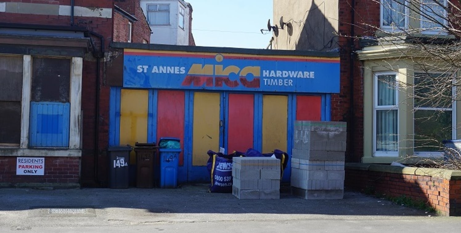 Single storey commercial property previously used as store for the adjoining premises. May suite development subject to permission. Approx area 38sqm plus forecourt parking.\n\nLOCATION: On Church Road in St.Annes opposite the pub close to its juncti...