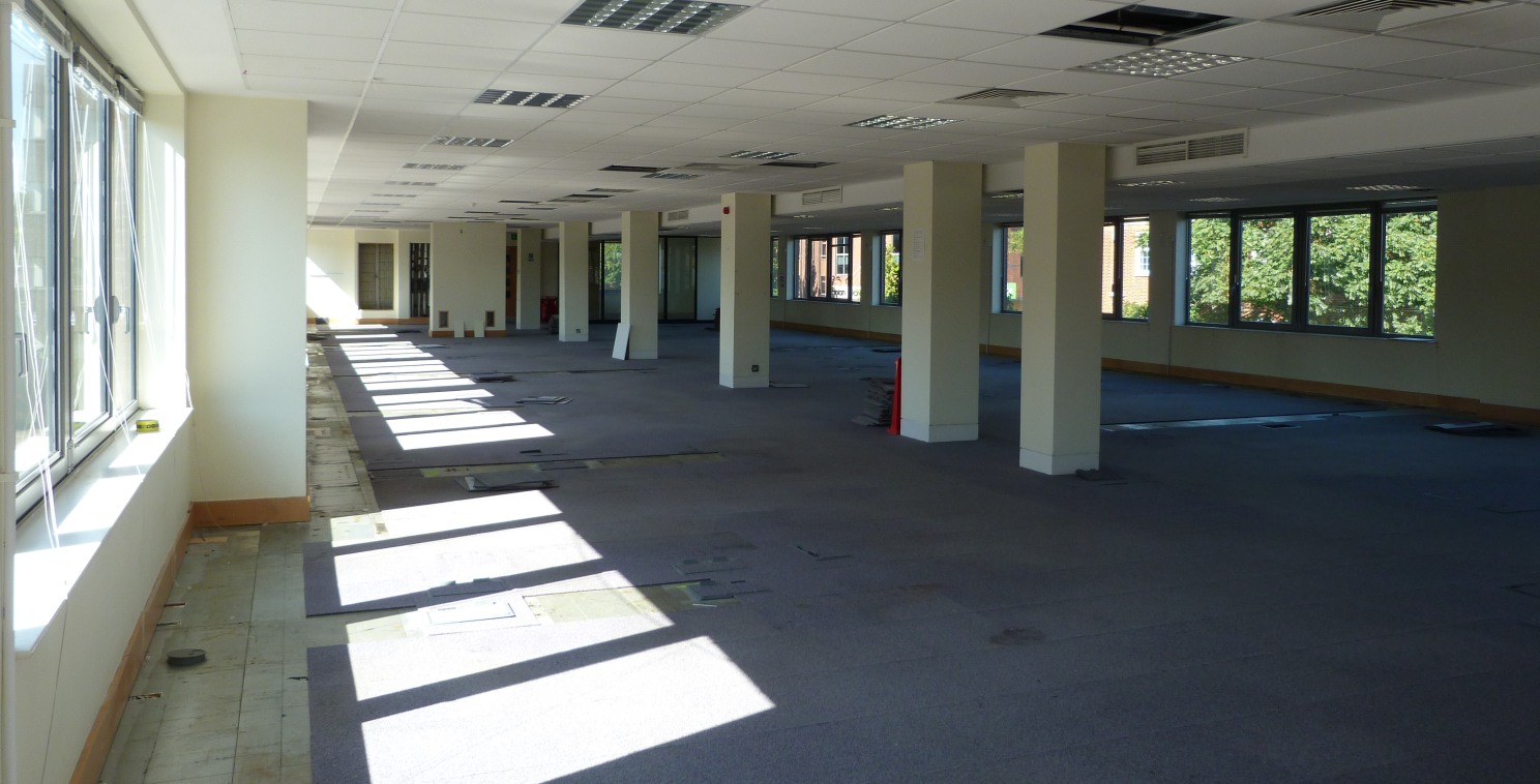 - Flexible open place space with good natural light

- Available as a whole or in floors

- Large reception area

- Large surface car park at the rear for 56 cars

- to be refurbished to agreed spec.

To Let