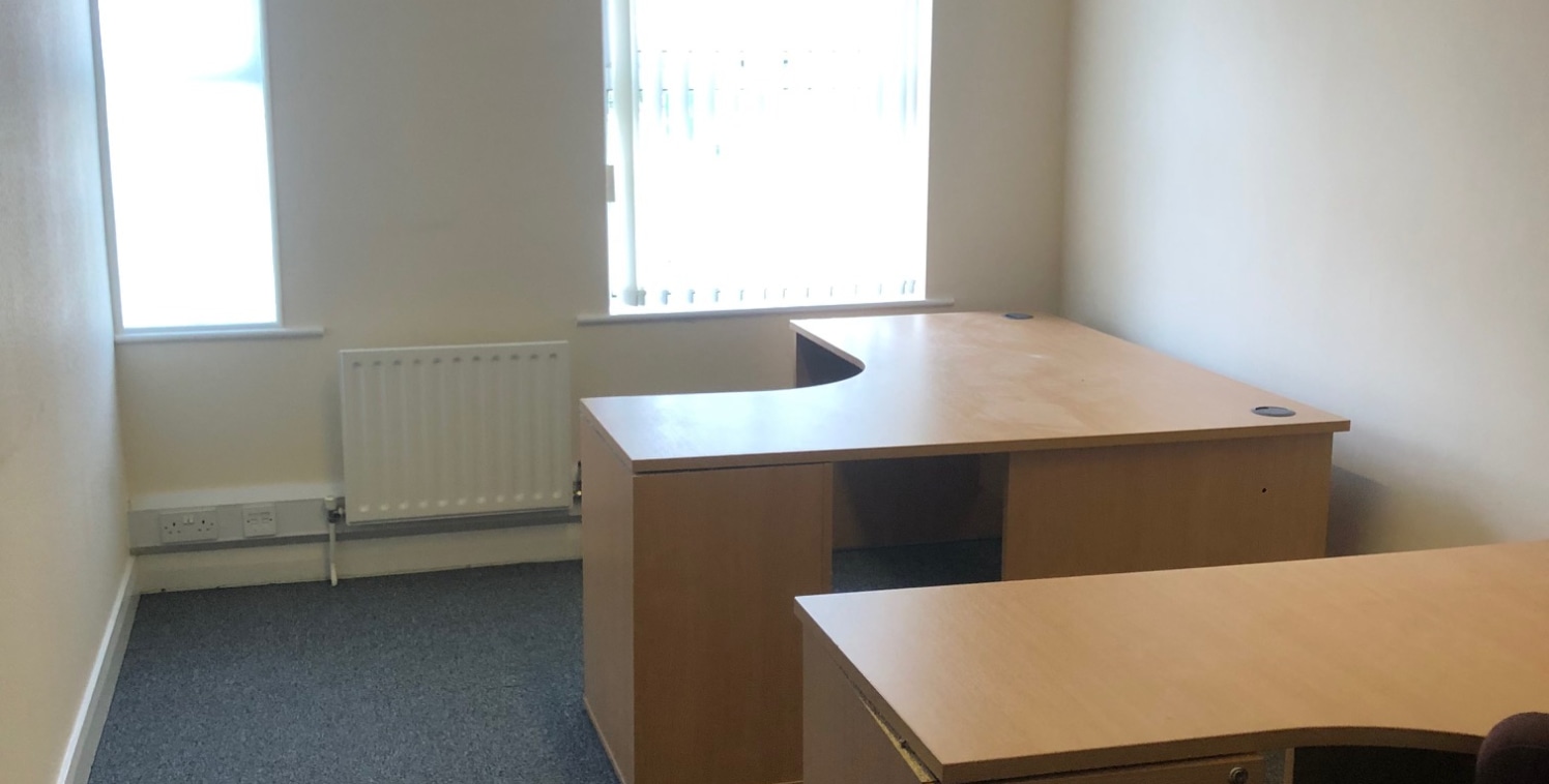 A purpose built terrace office block which provides

self contained accommodation over ground and first floors.

The ground floor consists of 3 private offices with a disabled WC, small kitchen and storage room. 

The first floor provides open plan o...