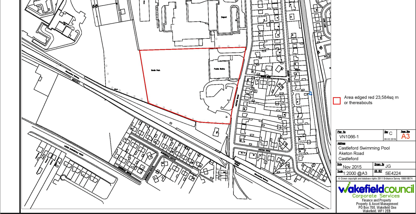 The site comprises the former swimming pool site and adjacent car park on the periphery of Castleford town centre. The site extends in total to approx. 4.82 acres. Plans detailing the extent of the site are enclosed.