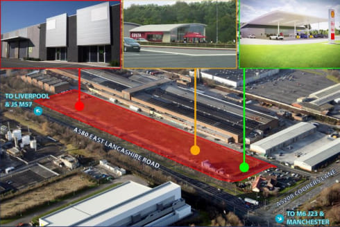 Industrial development. Open storage. Roadside Retail / Leisure. Car Showroom. Office development. Strategically located between Port of Liverpool and M6 motorway.