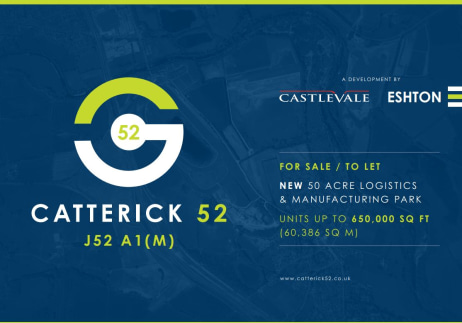 New 50 acre logistics & manufacturing park strategically positioned to the west of junction 52 of the A1(M). Catterick 52 is capable of accommodating large footprint buildings over 600,000 sq ft with direct motorway access