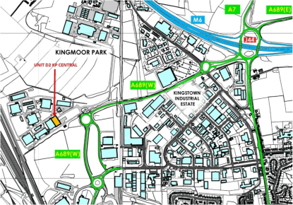 2 bays of a 5 bay industrial/warehouse.<br><br>Small office and WC provided internally.<br><br>Close to entrance of Kingmoor Park Central.<br><br>Excellent access to M6 and A689.<br><br>New FRI lease on terms to be agreed.<br><br>Terms: Rent: &pound;...