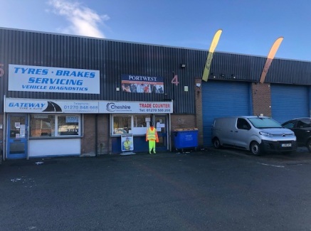 Unit 4 is a mid-terrace prominently located at the heart of the Crewe Gates Industrial estate and its main access road off Gateway. 

Roller shutter door access (4m wide x 4m high)