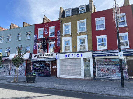 Ground floor and basement of this five-storey building. Ground floor retail and basement storage.