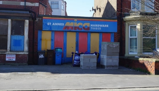 Single storey commercial property previously used as store for the adjoining premises. May suite development subject to permission. Approx area 38sqm plus forecourt parking.\n\nLOCATION: On Church Road in St.Annes opposite the pub close to its juncti...