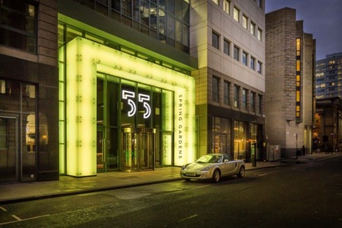 Description\n\n55 Spring Gardens is a 55,714 sq ft office building, constructed over ten floors, including a ground floor best in class business lounge and two retail units.\n\nWith a Cat A finish oriented to forward thinking, adaptable high quality...