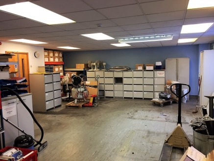 A 1,638 sq ft end terraced two storey business unit. Ground floor workshop with double doors to the side of the property and a small kitchen area. The first floor comprises landing with open plan office accommodation and separate meeting/boardroom fa...