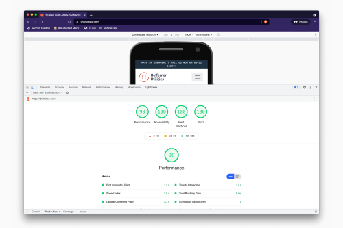 Lighthouse score after performance optimisation