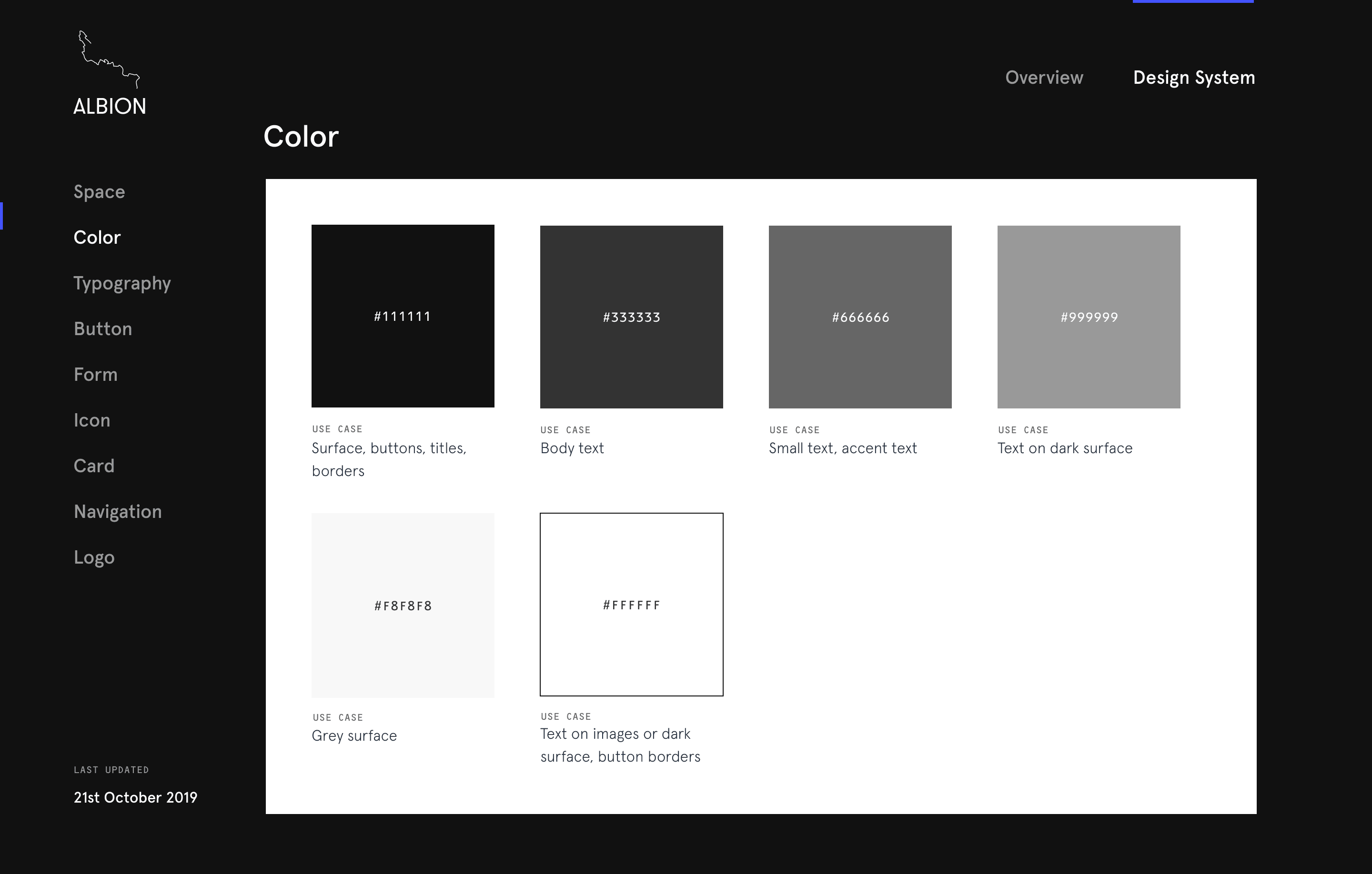 Space, Color and Type are at the core of the system