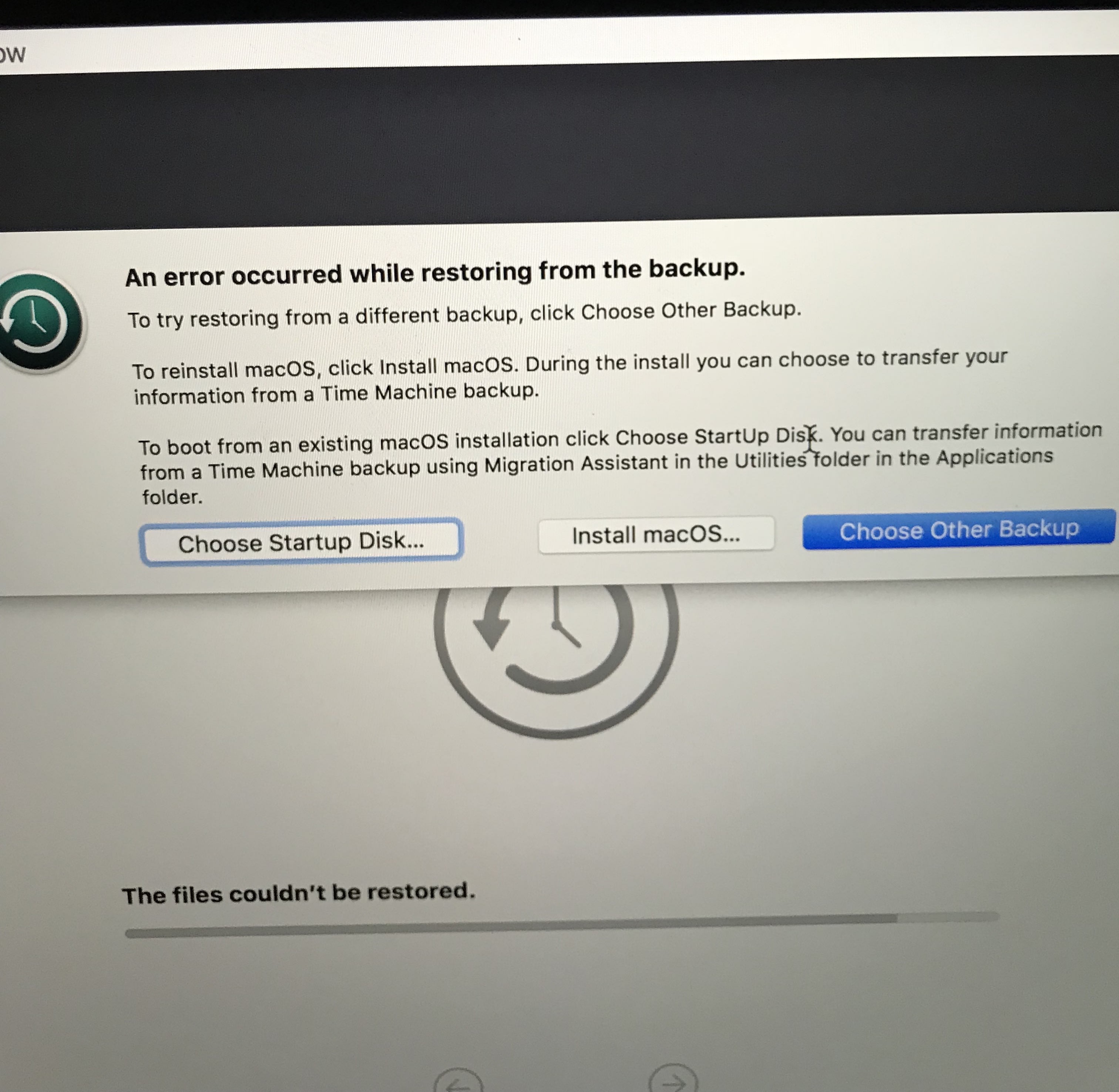 an error occurred while installing os x