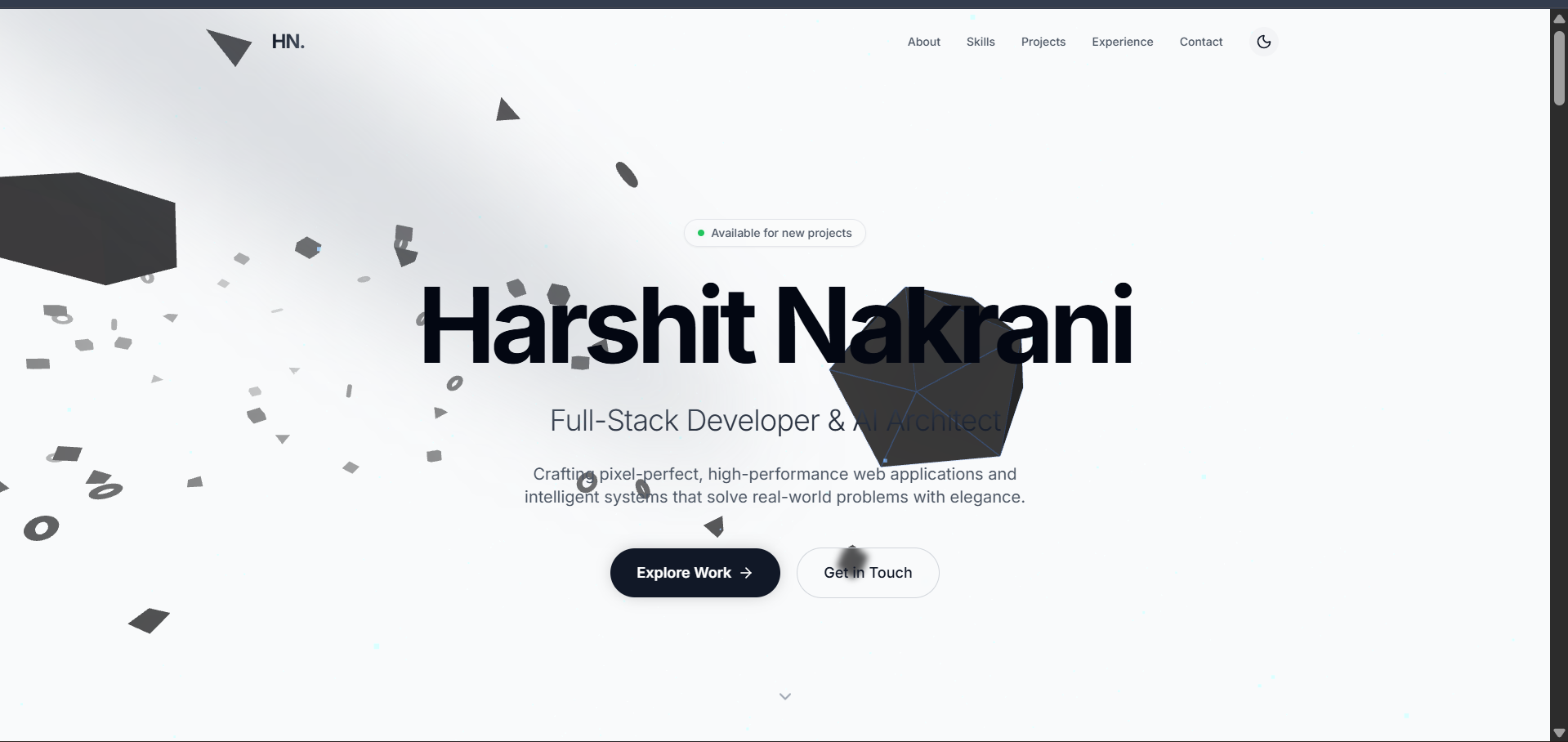3D Animated Developer Portfolio