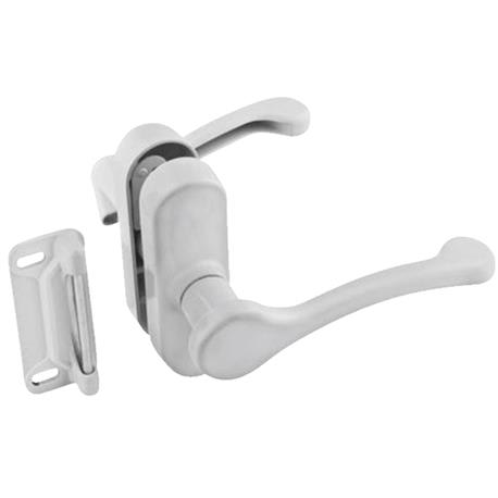 National White Lever Screen/Storm Door Latch