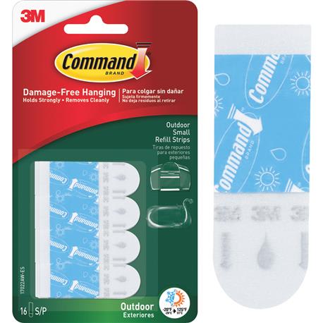 3M Command Outdoor Light Clips Small Foam Strips Refill, 16-Pack