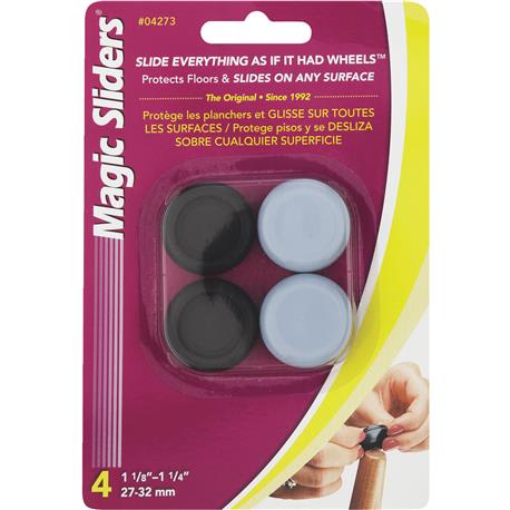 Magic Sliders 1-1/8 In. Round Grip Tip Furniture Glide, 4-Pack