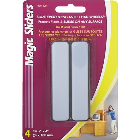 Magic Sliders 1 In. x 4 In. Self Adhesive Rectangle Furniture Glide, 4-Pack