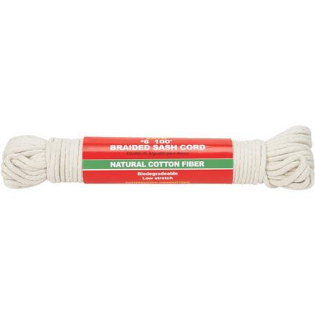 Do it Best White Solid Braided Cotton Sash Cord, 3/16 In. x 100 Ft.