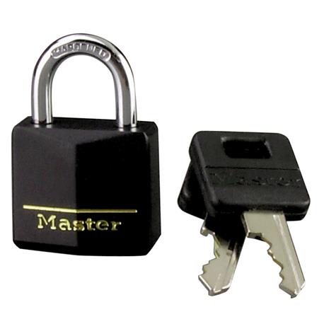 Master Lock 1-3/16 In. Wide Black Covered Keyed Different Padlock