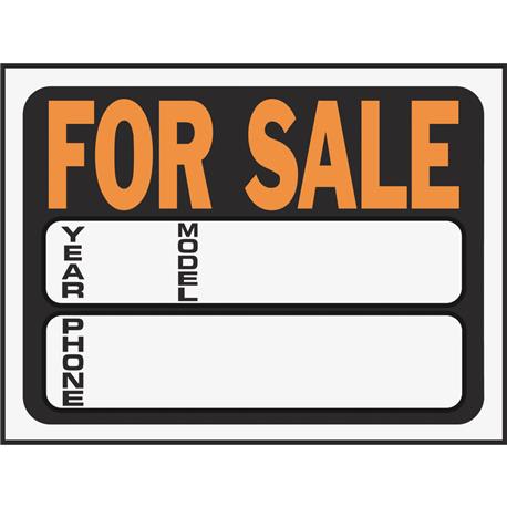 Hy-Ko Auto For Sale Plastic Sign, 9 In. x 12 In.